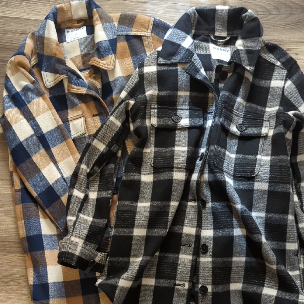 Old Navy Plaid Shacket - Black & White and Navy & Tan